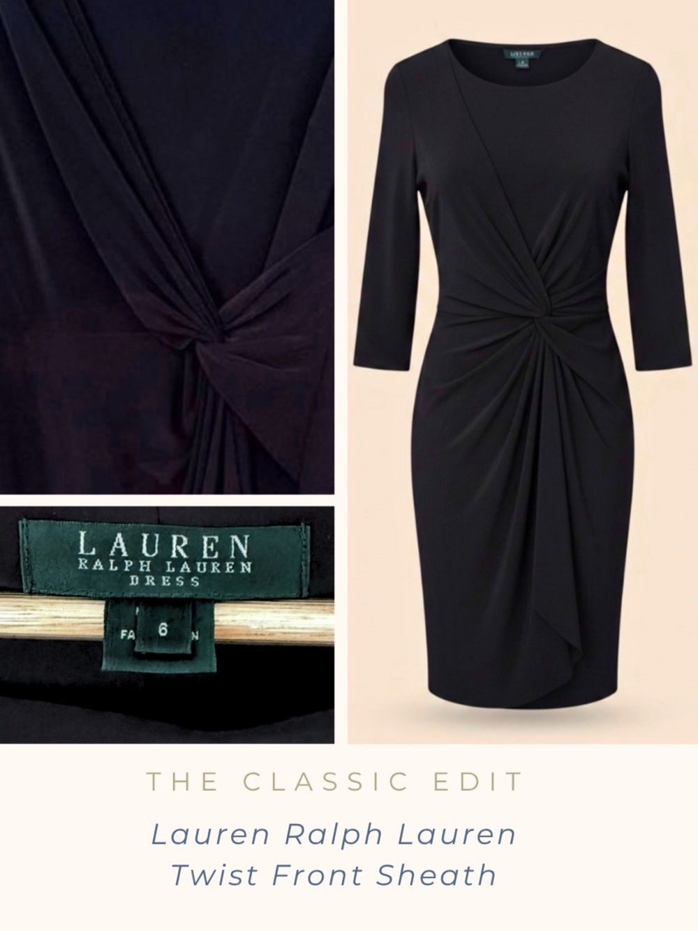 Lauren Ralph Lauren | Asymmetrical Draped Sheath Dress | Black
